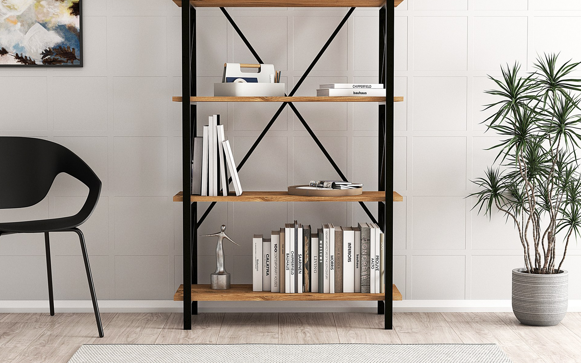 Etajera Nero, negru + pin atlantic  3